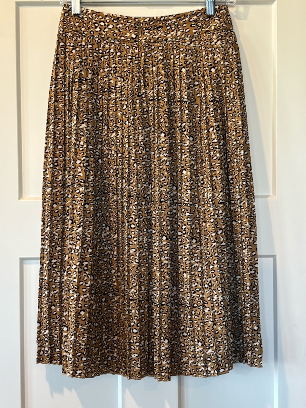 J. Crew Women’s Tan Animal Leopard-Print Pleated Midi Skirt Size 0 - Picture 3 of 7